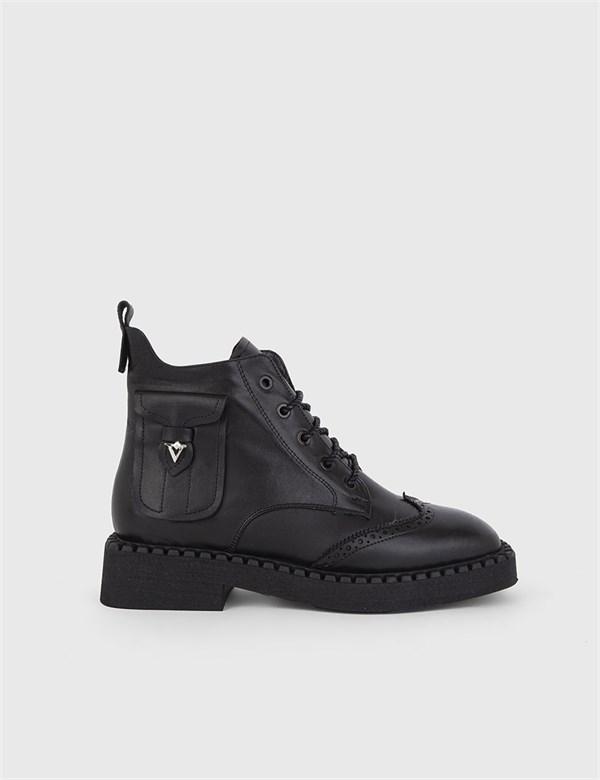 Senka Black Leather Women's Boot