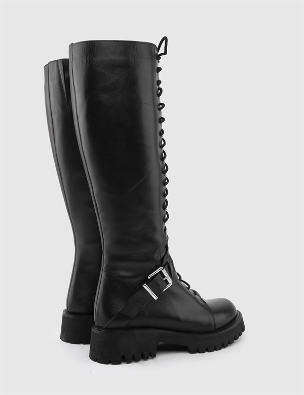 Sered Black Leather Women's High Boot