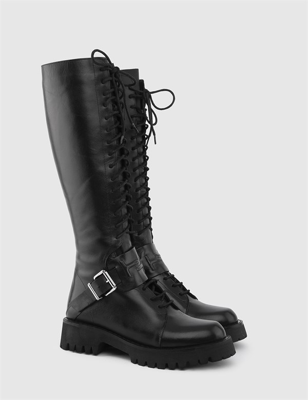 Sered Black Leather Women's High Boot