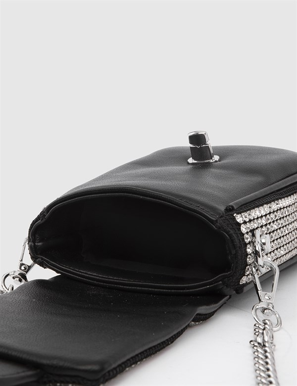 Shona Black Women's Shoulder Bag with Stones