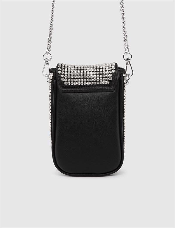 Shona Black Women's Shoulder Bag with Stones
