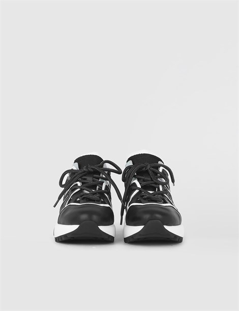 Super Black White Leather Women's Sneaker