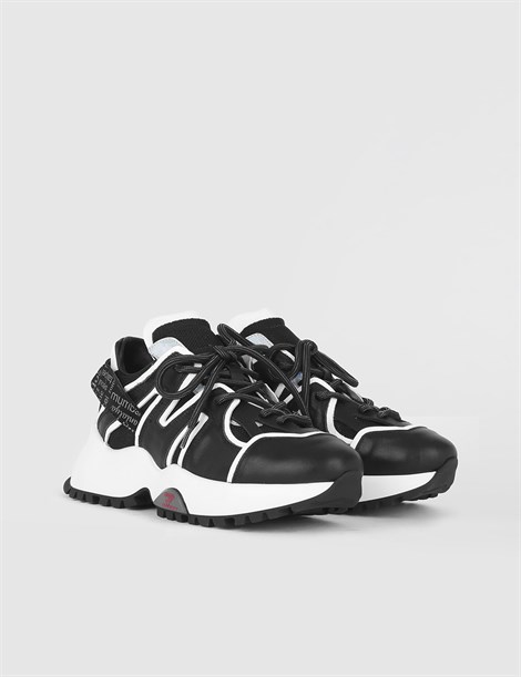 Super Black White Leather Women's Sneaker