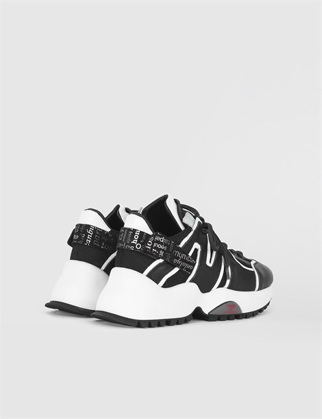 Super Black White Leather Women's Sneaker