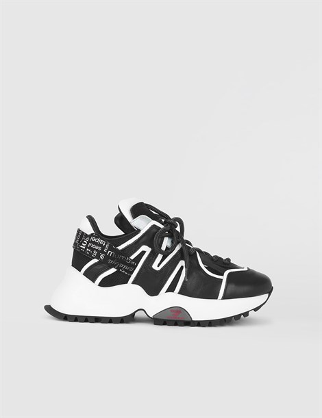 Super Black White Leather Women's Sneaker