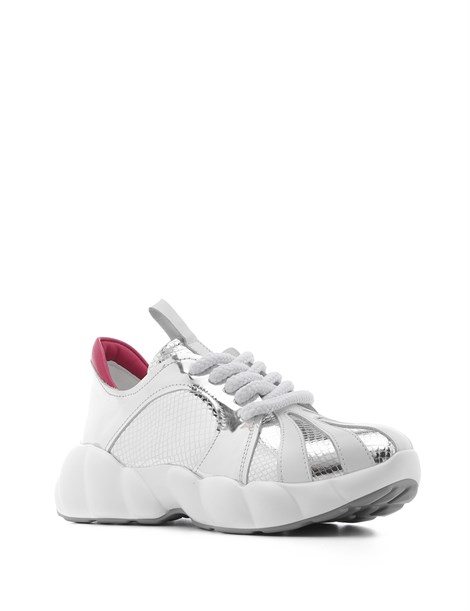 Swis Women's Sneaker White Leather-Silver Mirror