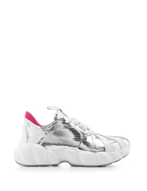 Swis Women's Sneaker White Leather-Silver Mirror