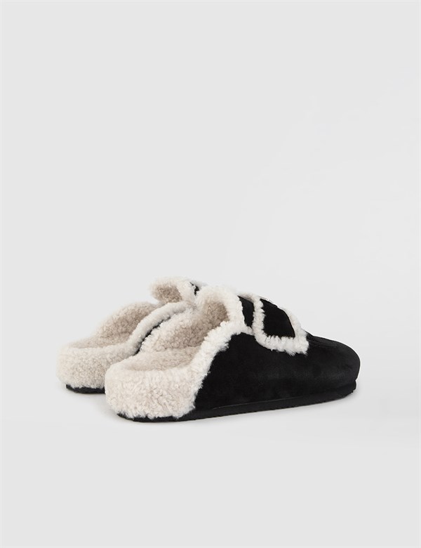 Tapki Black Suede Women's Slipper Mule