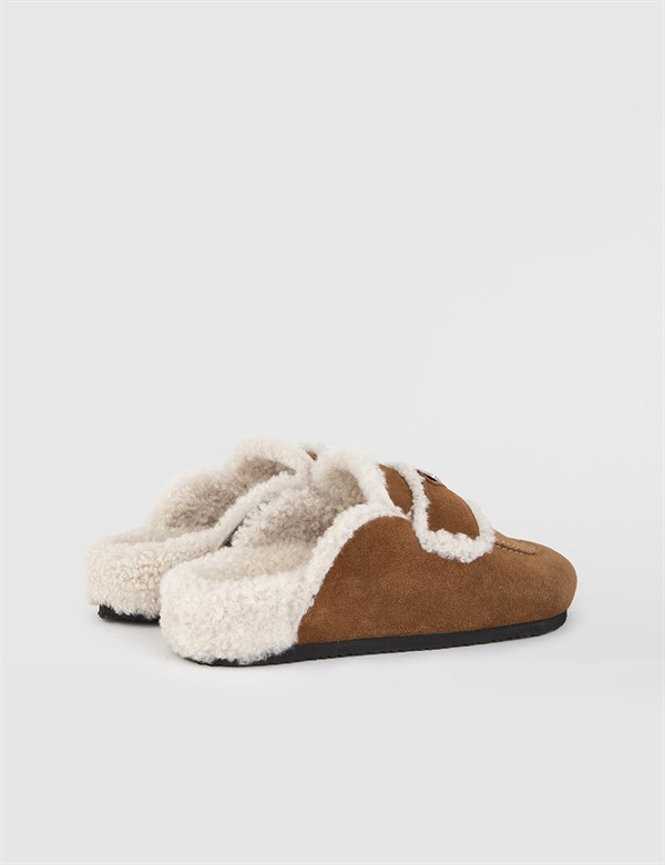 Tapki Saddle Brown Suede Women's Slipper Mule