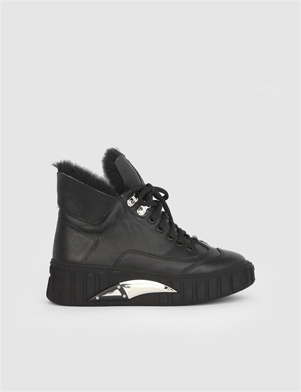 Teona Black Leather Women's Boot