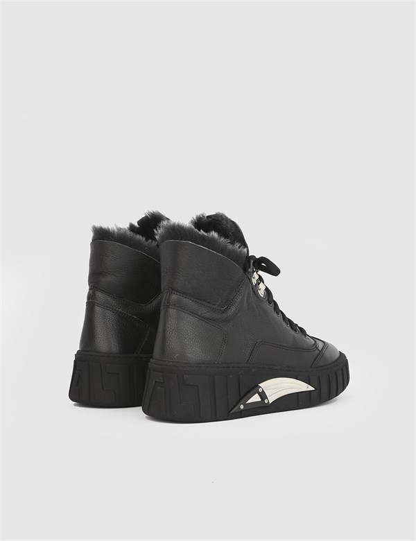 Teona Black Leather Women's Boot