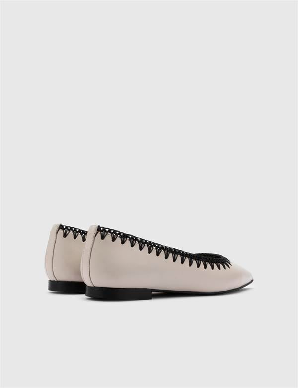 Tero Beige Leather Women's Ballerina