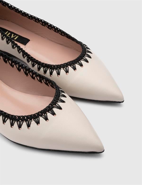 Tero Beige Leather Women's Ballerina