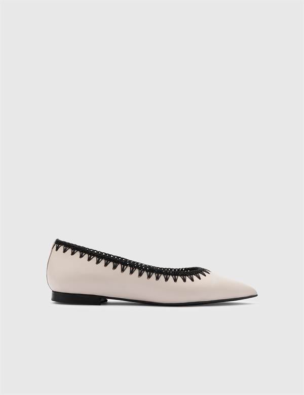 Tero Beige Leather Women's Ballerina