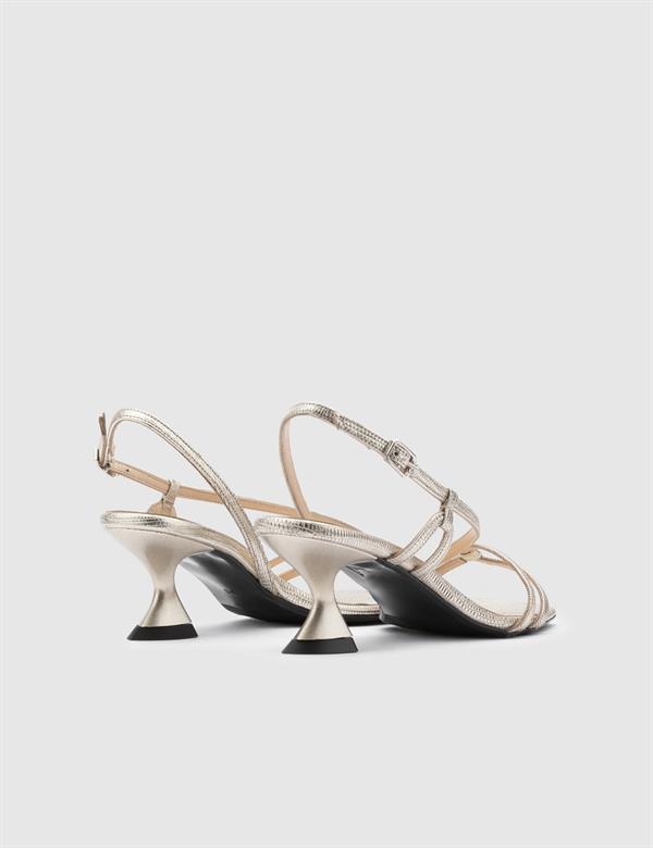 Thayer Gold Printed Leather Women's Heeled Sandal