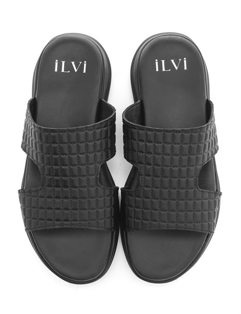 Thomas Men's Slipper Black Quilted Leather