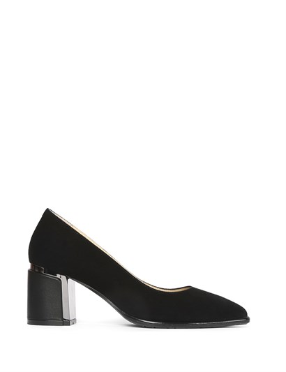 Adala Women's Pump Black Suede-Black Leather