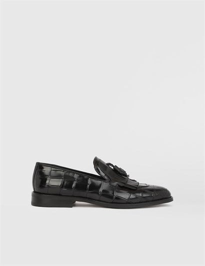 Agar Black Leather Crocodile Men's XXX Shoe