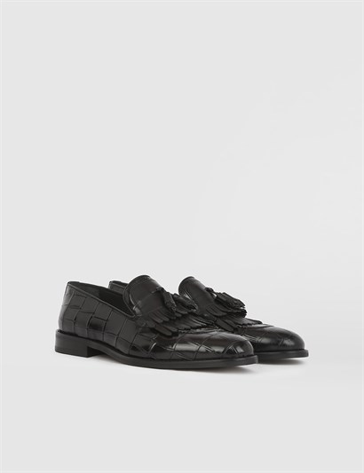 Agar Black Leather Crocodile Men's XXX Shoe