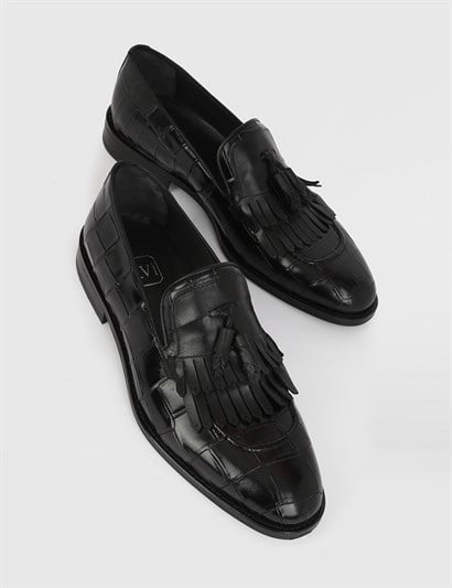 Agar Black Leather Crocodile Men's XXX Shoe