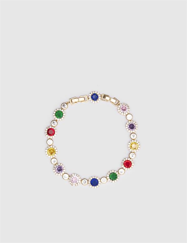 Agnes Gold Women's Bracelet with Multicolor Stones