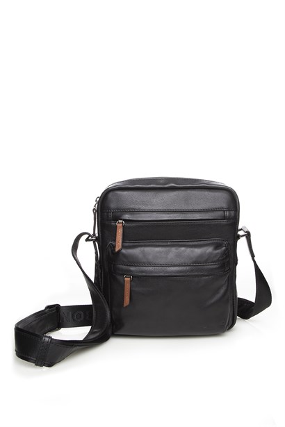 Aid Men's Shoulder's Bag Black Leather
