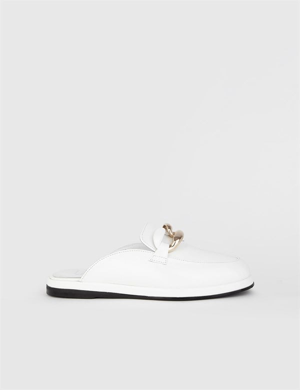 Aila White Patent Leather Women's Mule