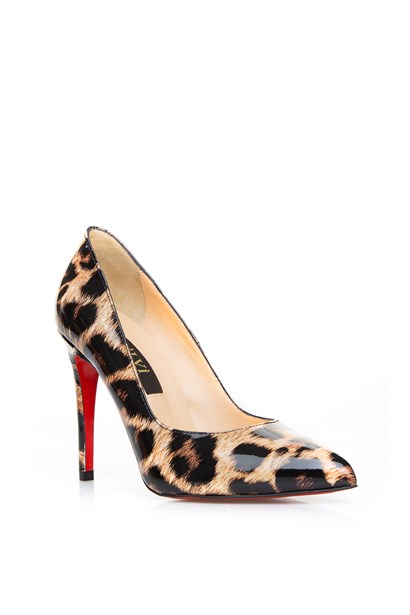 Aimee Women's Stiletto Leopard Patent Leather - İLVİ