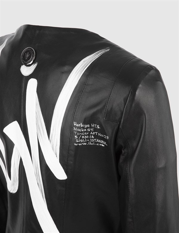 Ainslee Black Women's Leather Bomber Jacket
