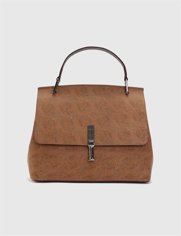 Aires Saddle Brown Printed Leather Women's Handbag