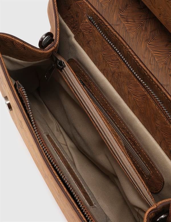 Aires Saddle Brown Printed Leather Women's Handbag