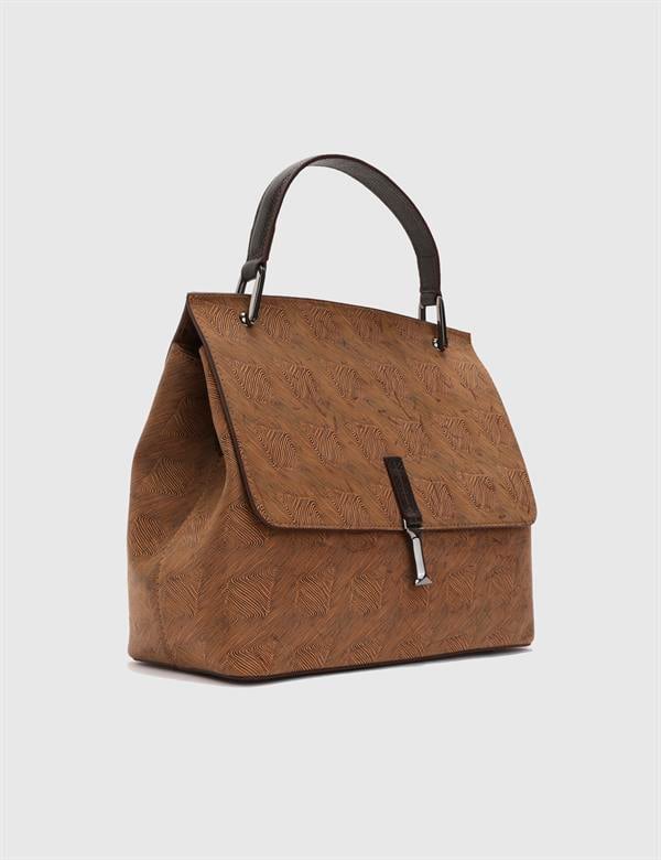 Aires Saddle Brown Printed Leather Women's Handbag