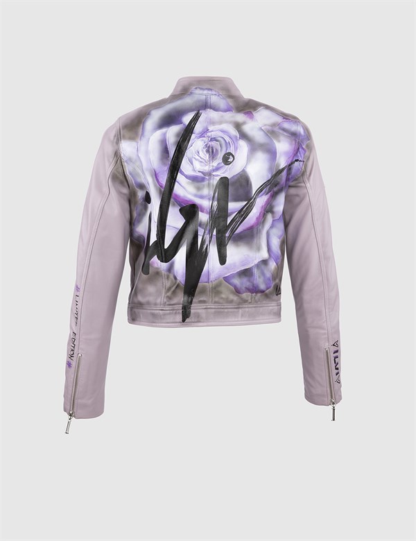 Alai Lilac Women's Leather Bomber Jacket