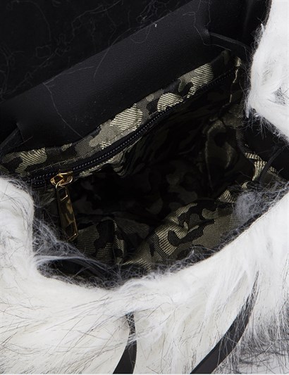 Alejo White Women's Backpack with Black Fur