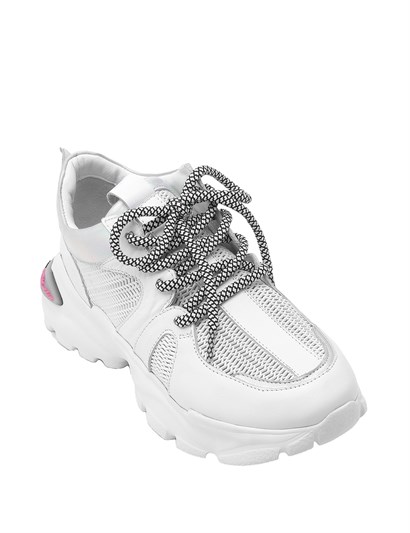 Aleksis Women's Sneaker White-Silver Leather