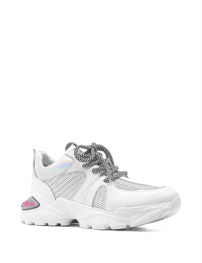 Aleksis Women's Sneaker White-Silver Leather