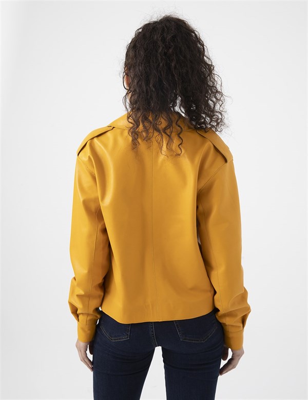 Ange Mustard Leather Women's Jacket