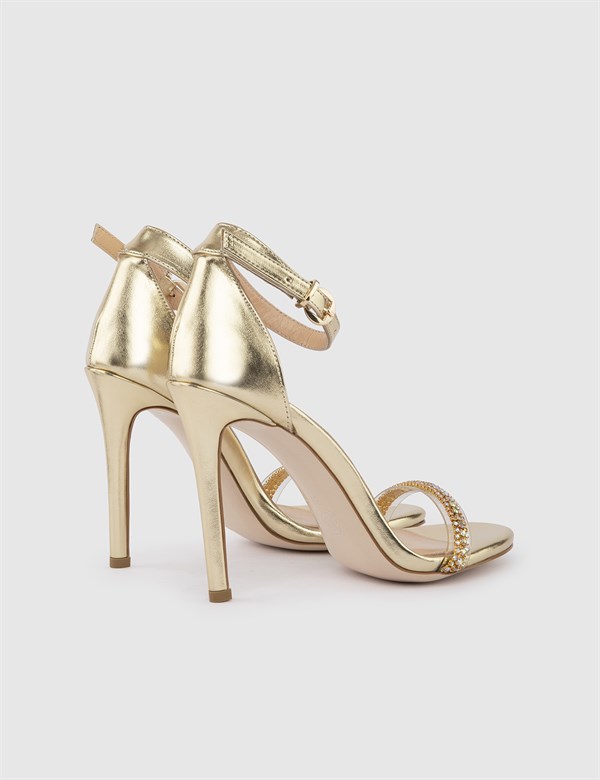 Anson Gold Leather Women's Heeled Sandal