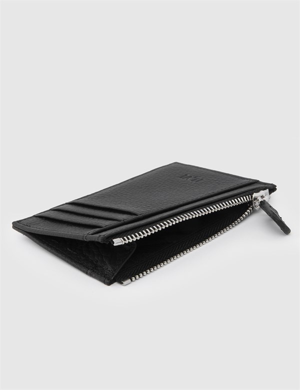 Arad Black Floater Leather Unisex Card Holder