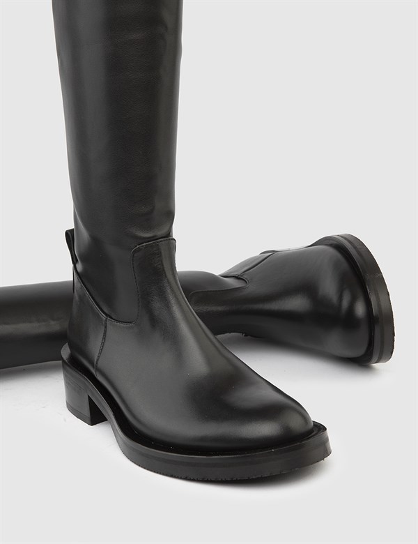 Arada Black Leather Women's High Boot