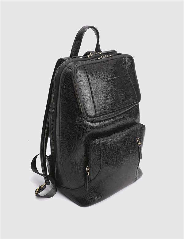 Ares Black Floater Leather Men's Backpack
