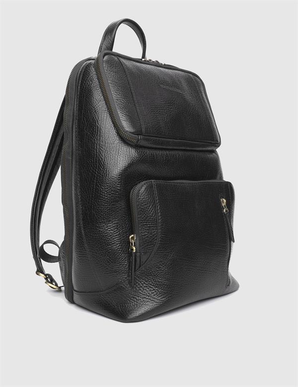 Ares Black Floater Leather Men's Backpack