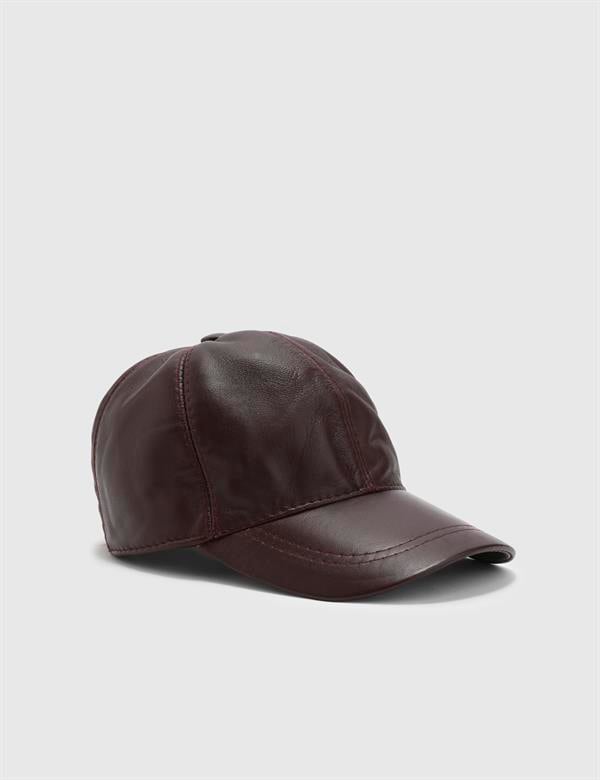 Aretha Dark Burgundy Leather Unisex Hat