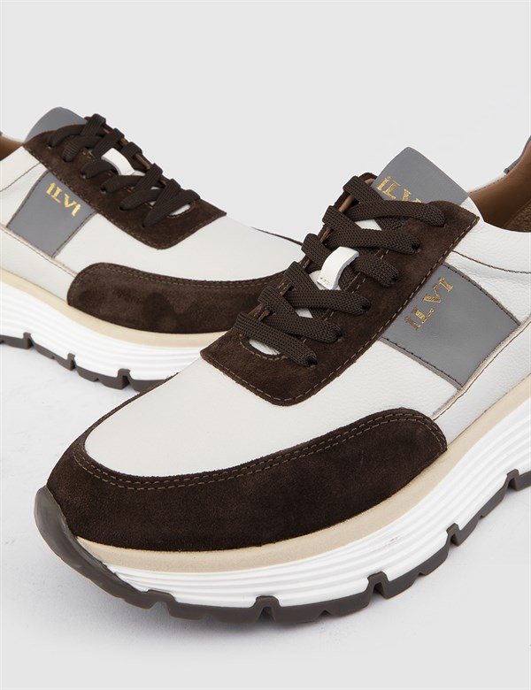 Armin Brown Suede-Beige Leather Women's Sneaker
