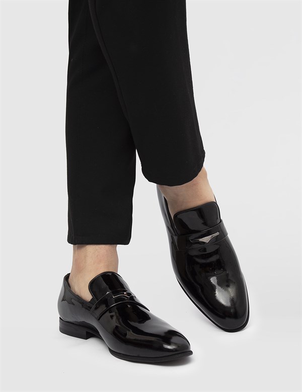Avery Hakiki Rugan Deri Erkek Siyah Klasik Ayakkabı