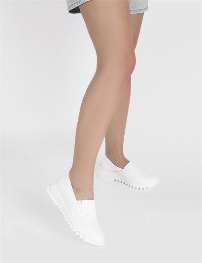 Babs White Leather Women's Ballerina (Sneaker?)