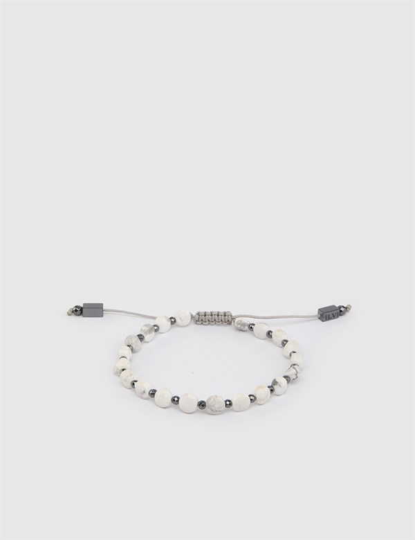 Barra White Men's Bracelet with Stones