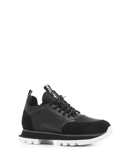 Barrıs Men's Sneaker Black Leather-Black Suede-Black Stretch