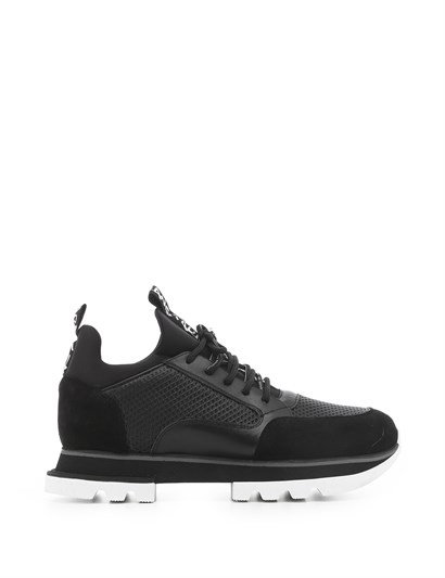 Barrıs Men's Sneaker Black Leather-Black Suede-Black Stretch