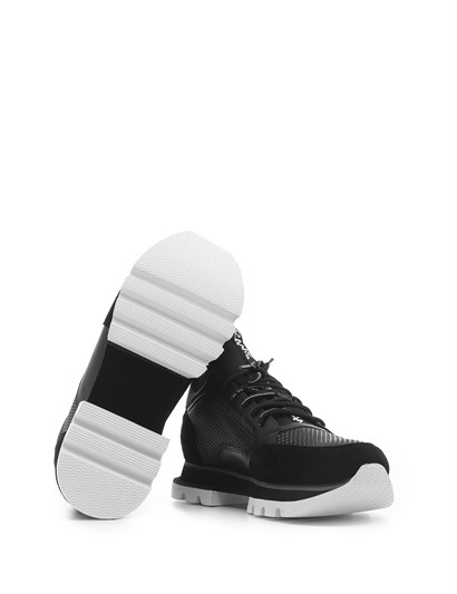 Barrıs Men's Sneaker Black Leather-Black Suede-Black Stretch